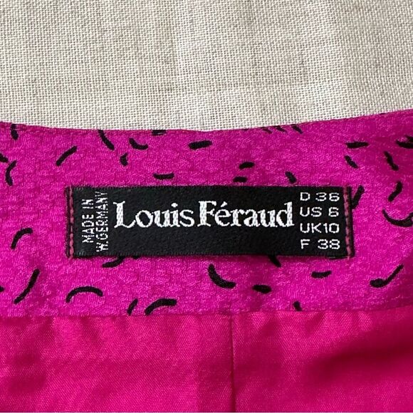 VINTAGE Louis Feraud 2pc Suit Set Pink Peplum Jacket Skirt Sz 6 Statement - Picture 10 of 15